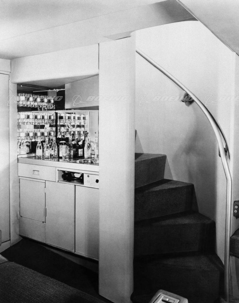 Boeing Images - 377 Stratocruiser Lower Lounge Staircase and Galley