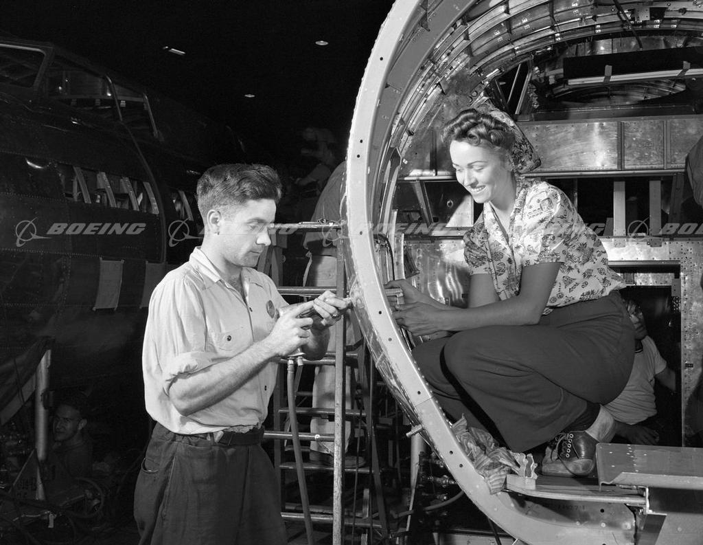 Boeing Images - Riveting A B-17 Flying Fortress Fuselage