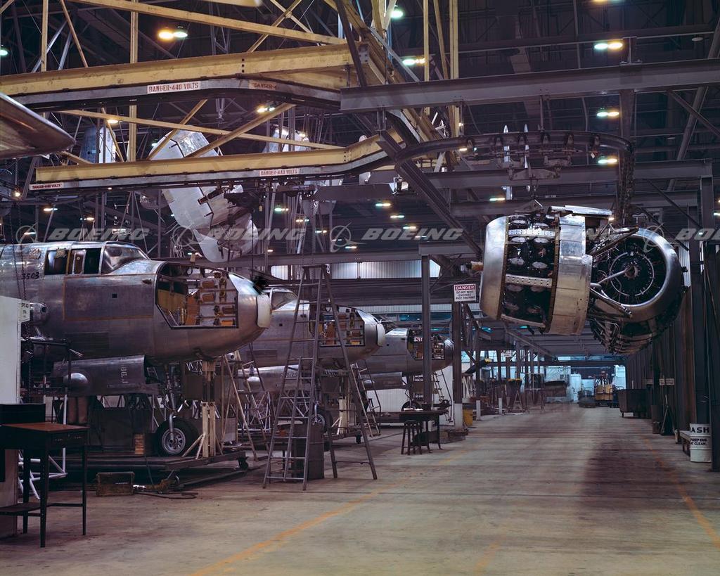 Boeing Images - Transporting B-25 Mitchell Engines In The Factory