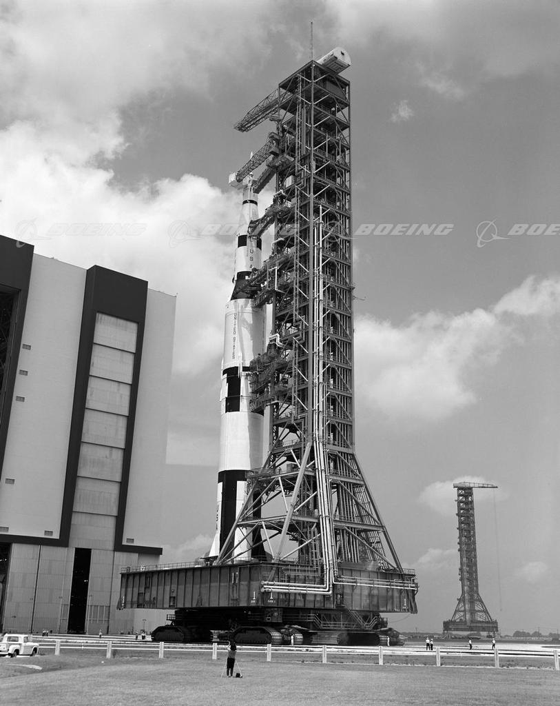 Boeing Images Saturn V Rocket on Giant Crawling Gantry