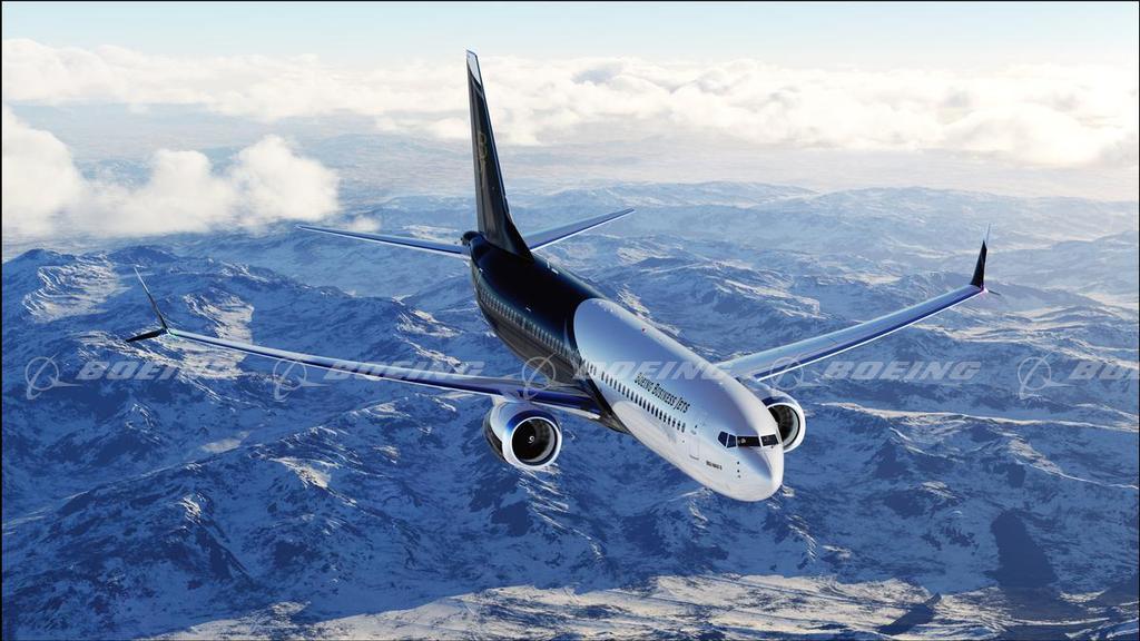 Boeing Images - Boeing BBJ Max 9 in Flight over Mountains