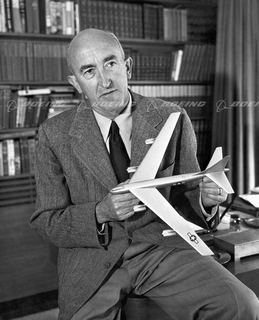 Boeing Images - William Allen With B-52 Stratofortress Model