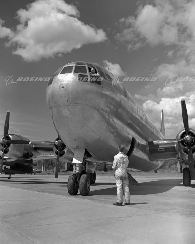 Boeing Images - C-97 Stratofreighter with Pilot Hanging out Window